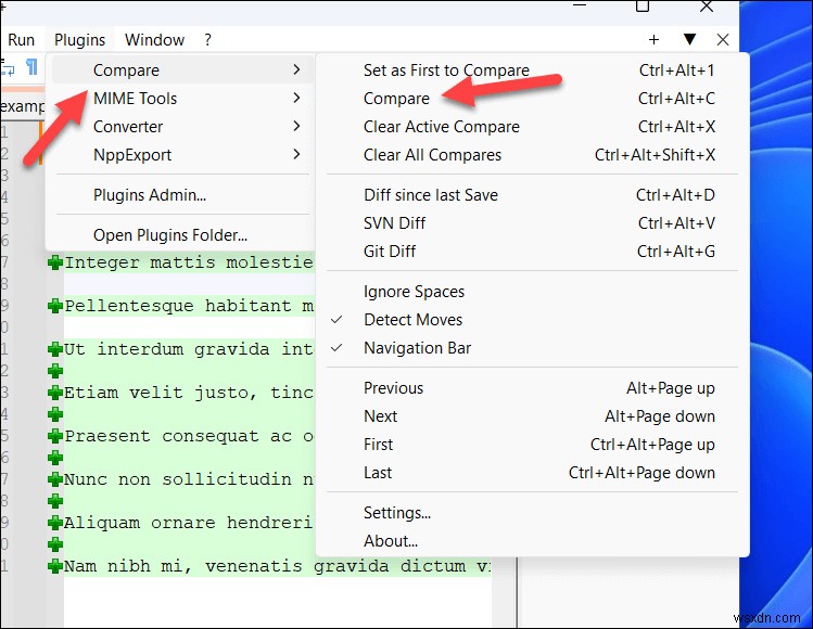 Hướng dẫn từng bước:So sánh hai tệp trong Notepad++ 