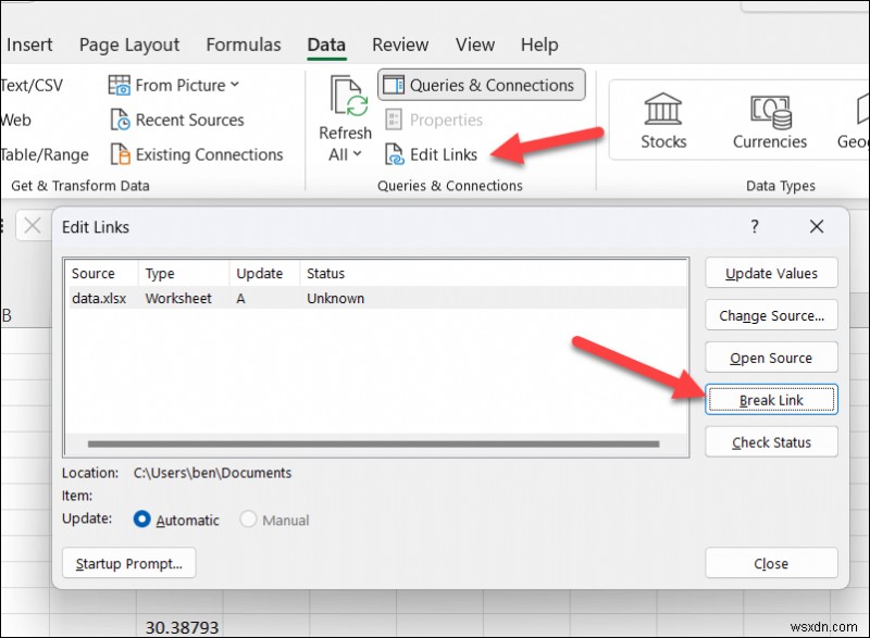 Không thể ngắt liên kết trong Excel? 6 cách sửa lỗi đáng tin cậy 