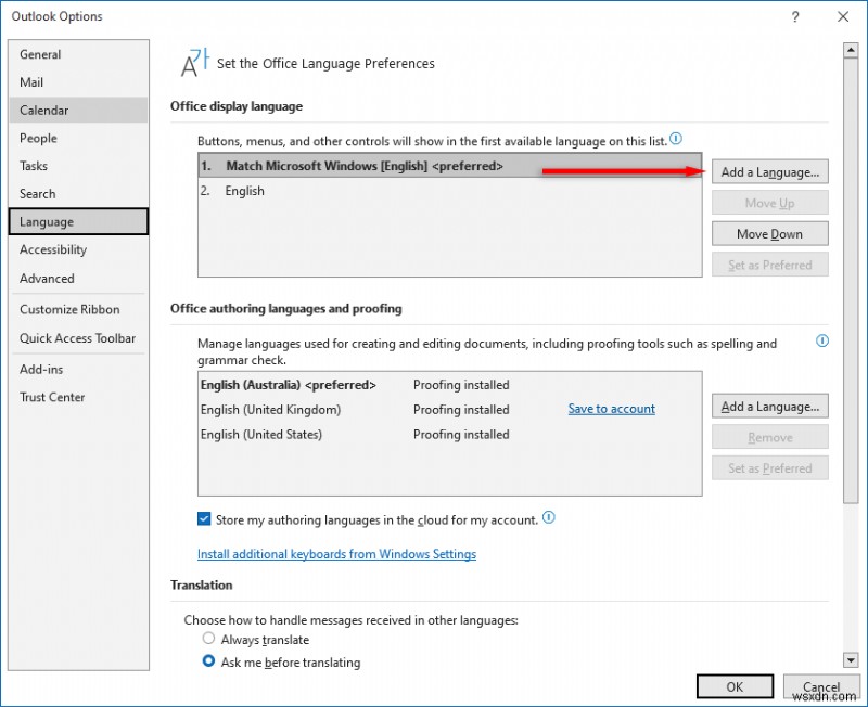 Dễ dàng cập nhật cài đặt ngôn ngữ và múi giờ Outlook của bạn 