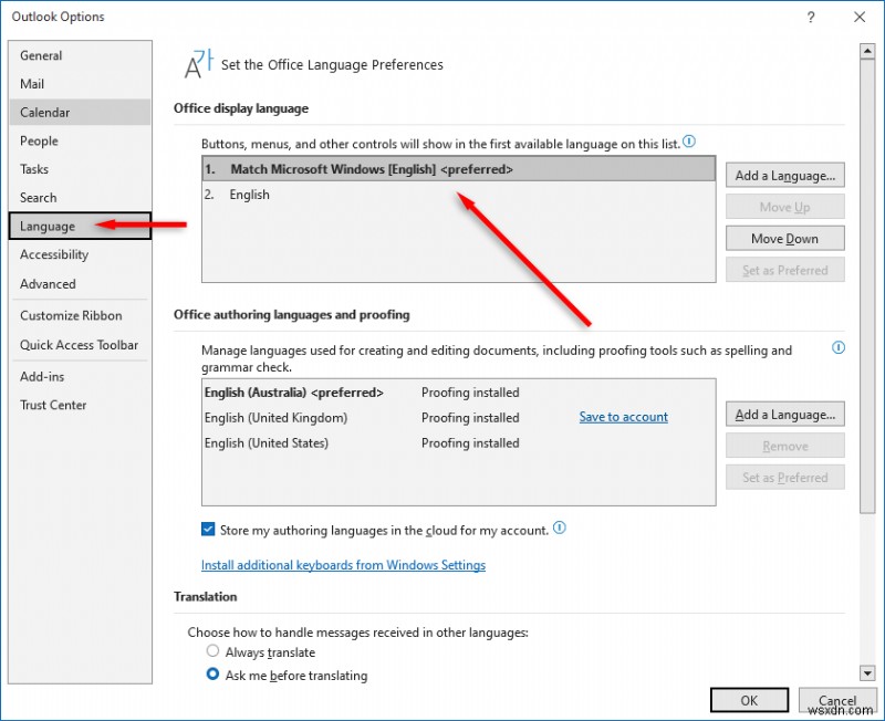 Dễ dàng cập nhật cài đặt ngôn ngữ và múi giờ Outlook của bạn 