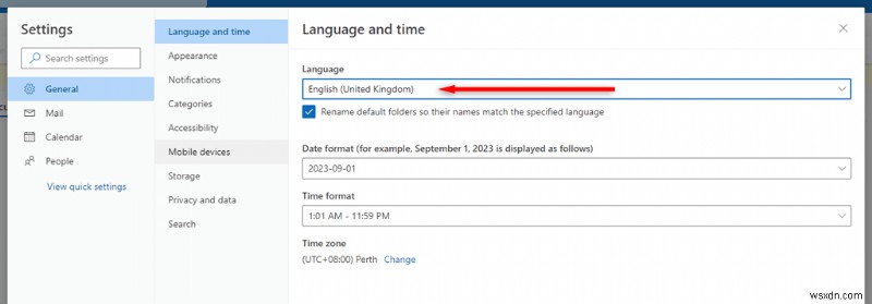 Dễ dàng cập nhật cài đặt ngôn ngữ và múi giờ Outlook của bạn 