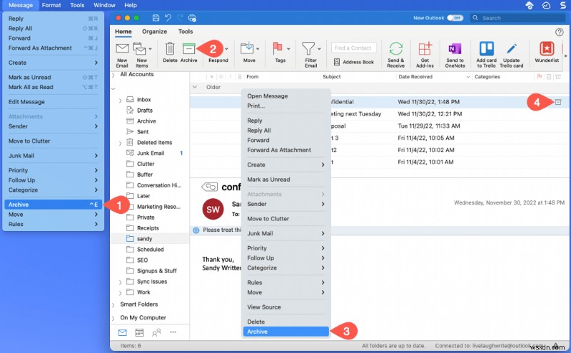 Lưu trữ email Outlook chính:Hướng dẫn từng bước cho máy tính để bàn, web và thiết bị di động 