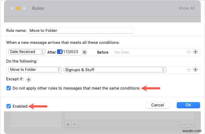 Quy tắc chính của Outlook:Tự động quản lý email trên Windows, Mac và Web 