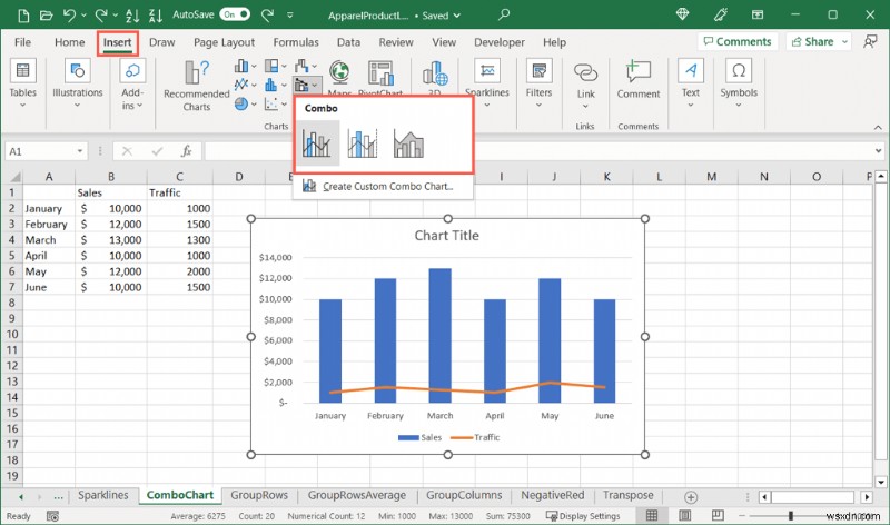 Làm chủ biểu đồ kết hợp trong Excel:Hướng dẫn từng bước 