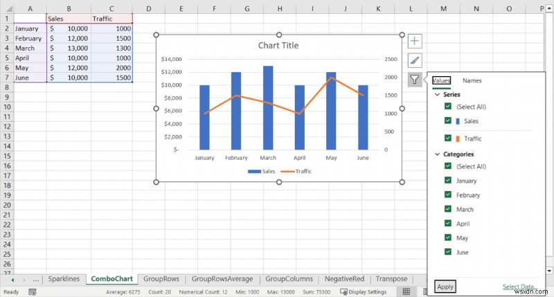 Làm chủ biểu đồ kết hợp trong Excel:Hướng dẫn từng bước 