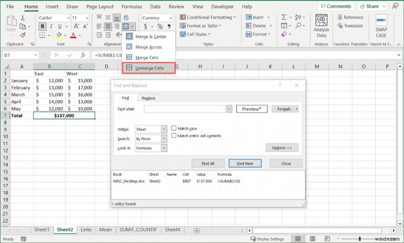 4 phương pháp đơn giản để hủy hợp nhất các ô trong Microsoft Excel 