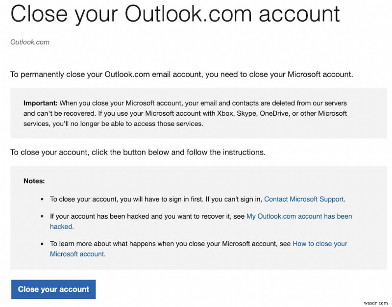 Hướng dẫn từng bước để đóng hoặc xóa vĩnh viễn tài khoản Outlook của bạn 