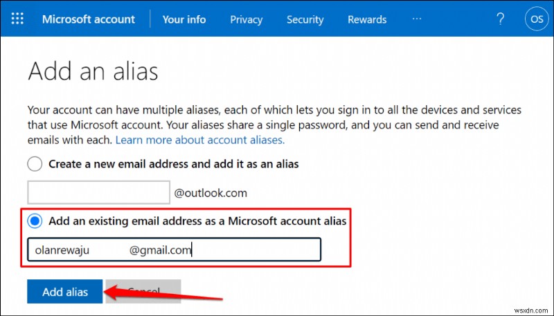 Dễ dàng cập nhật Email tài khoản Microsoft của bạn:Thêm, xóa và chuyển đổi bí danh 