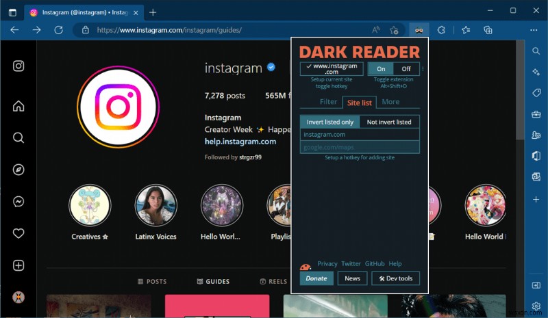 Bật Chế độ tối trên Instagram Web dành cho Windows:Hướng dẫn từng bước 