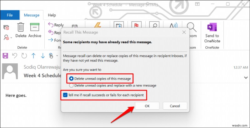 Hướng dẫn nhanh:Hủy gửi và thu hồi email Outlook trên web và máy tính để bàn 