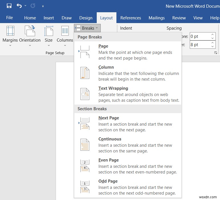 Chèn dấu ngắt phần trong Microsoft Word:Hướng dẫn từng bước 
