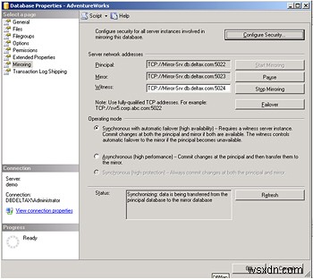 Đạt được tính khả dụng liên tục với SQL Server Mirroring 