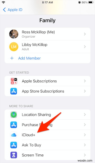 Dễ dàng chia sẻ dung lượng iCloud của bạn với bạn bè và gia đình 
