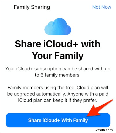 Dễ dàng chia sẻ dung lượng iCloud của bạn với bạn bè và gia đình 