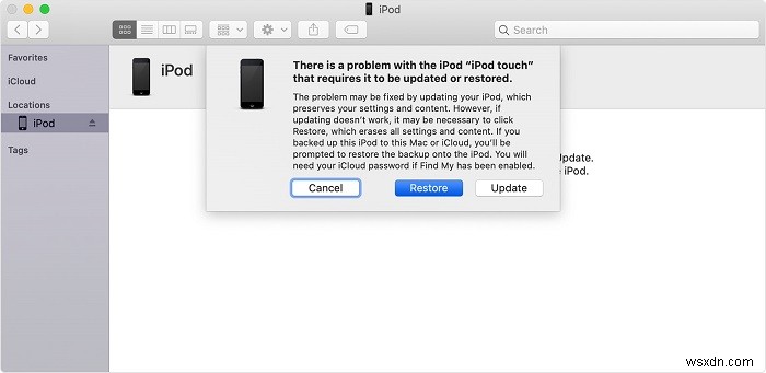 Khôi phục cài đặt gốc cho iPod Touch của bạn để khôi phục cài đặt gốc 