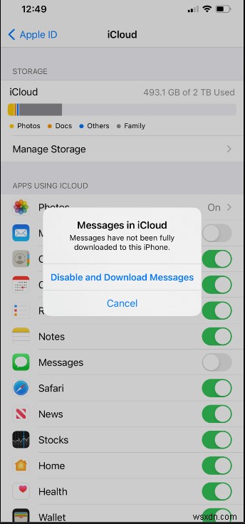 Cách tắt tải xuống tin nhắn tự động từ iCloud trên iPhone