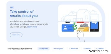 Google giới thiệu Trang tổng quan  Giới thiệu về bạn  để giúp bạn xóa chi tiết liên hệ khỏi kết quả tìm kiếm 