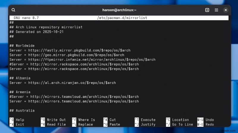 Làm chủ các bản cập nhật danh sách nhân bản Arch Linux:Hướng dẫn từng bước 