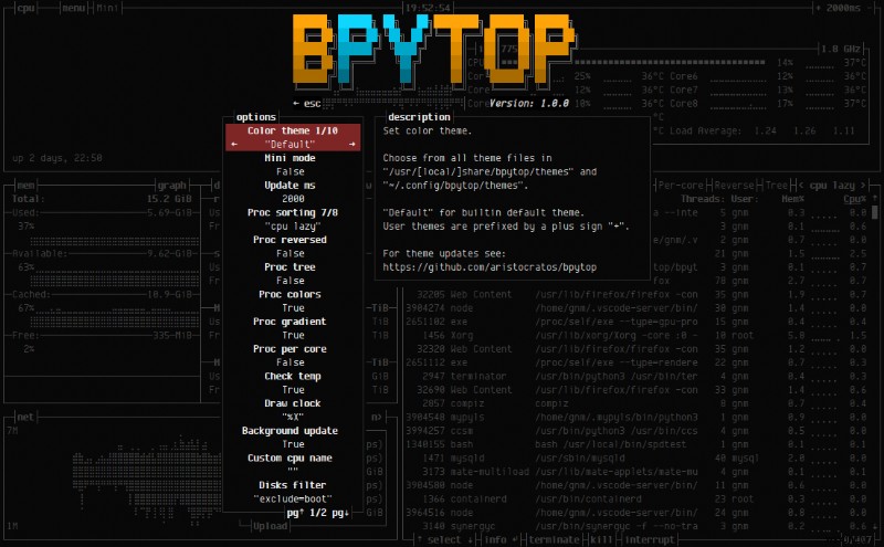 BpyTOP:Trình giám sát hệ thống dựa trên Python, mạnh mẽ dành cho Linux &macOS 