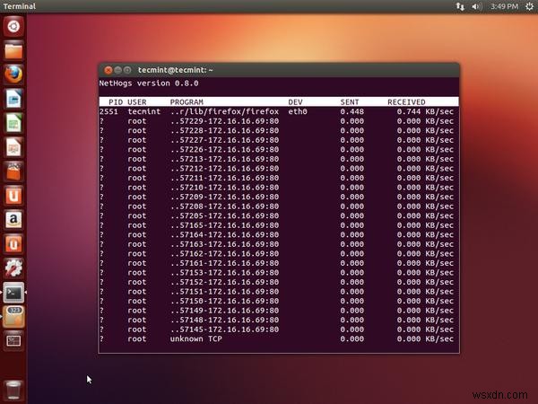 Nethogs:Giám sát lưu lượng mạng theo thời gian thực theo quy trình trên Linux 
