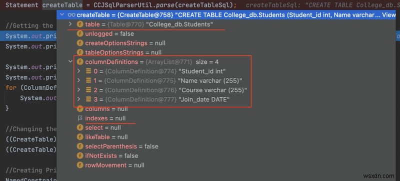 Thêm khóa chính vào câu lệnh TẠO BẢNG bằng JSqlParser 