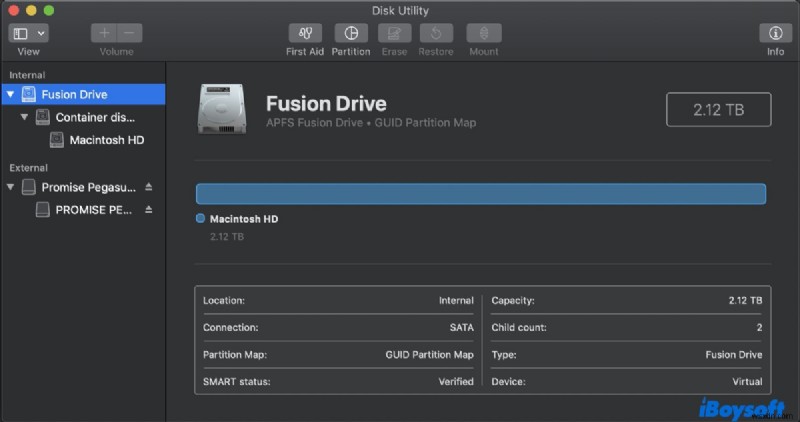 Giải quyết các sự cố về Fusion Drive:Khắc phục các ổ đĩa bị thiếu hoặc không hoạt động trên máy Mac