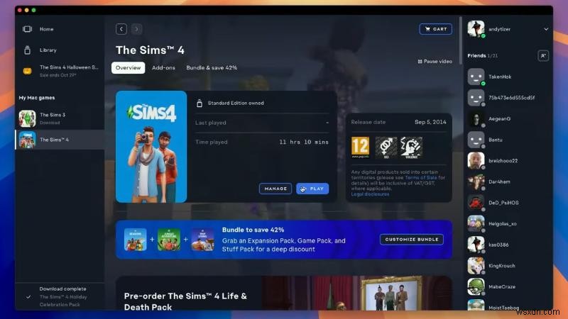 Chơi The Sims 4 trên macOS:Hướng dẫn chính thức để chơi game mượt mà 