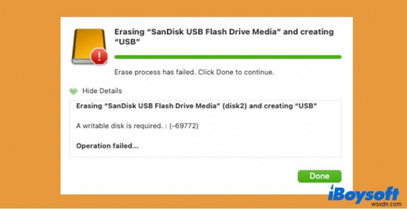 Cách khắc phục lỗi  Writable Disk is Needed  khi xóa ổ USB (Lỗi -69772) 