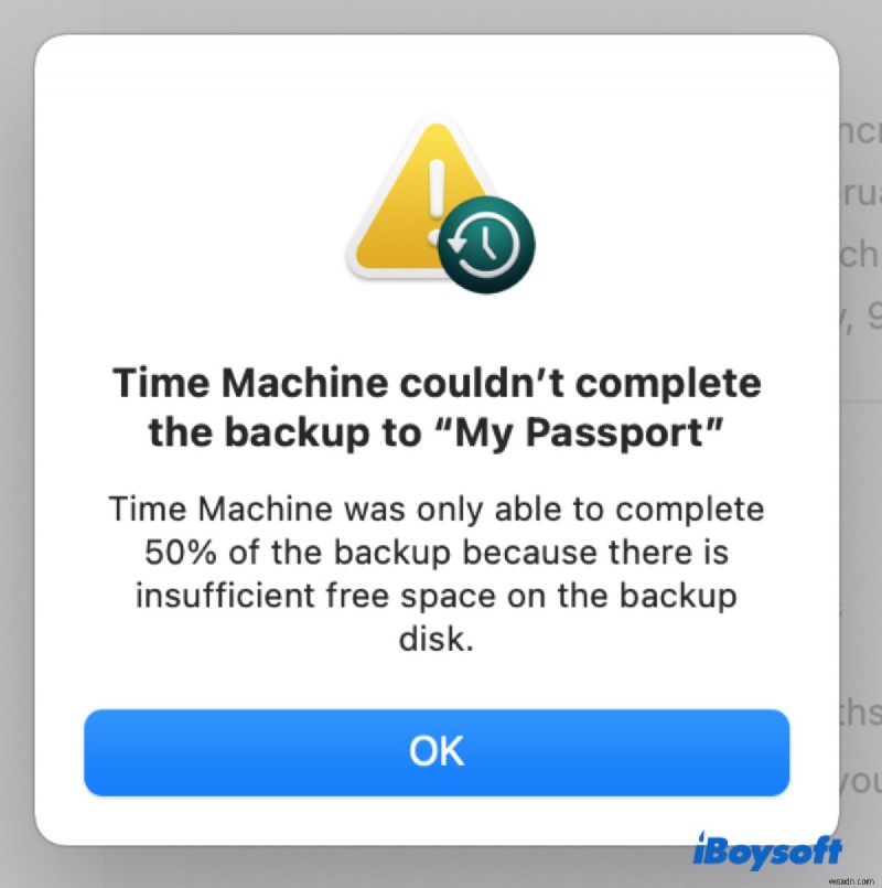 Giải quyết lỗi Time Machine Could not Complete the Backup trên macOS Sonoma, Ventura và Sequoia