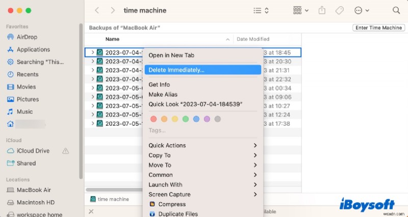 Giải quyết lỗi Time Machine Could not Complete the Backup trên macOS Sonoma, Ventura và Sequoia