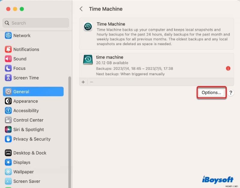 Giải quyết lỗi Time Machine Could not Complete the Backup trên macOS Sonoma, Ventura và Sequoia