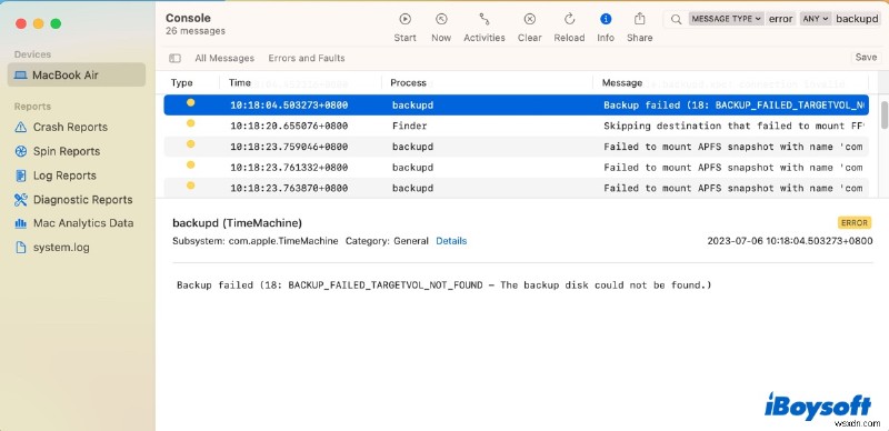 Giải quyết lỗi Time Machine Could not Complete the Backup trên macOS Sonoma, Ventura và Sequoia