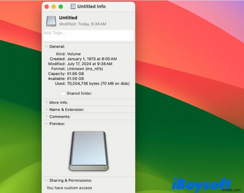 Sửa lỗi quyền trên ổ đĩa ngoài trong macOS 