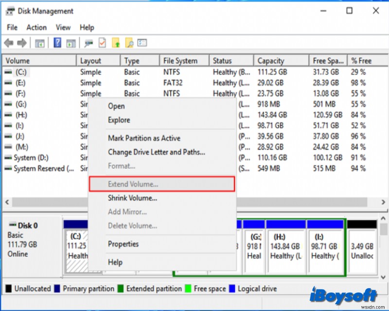 Khắc phục:Kích hoạt tính năng  Mở rộng âm lượng  bị tắt trong Windows Disk Management 