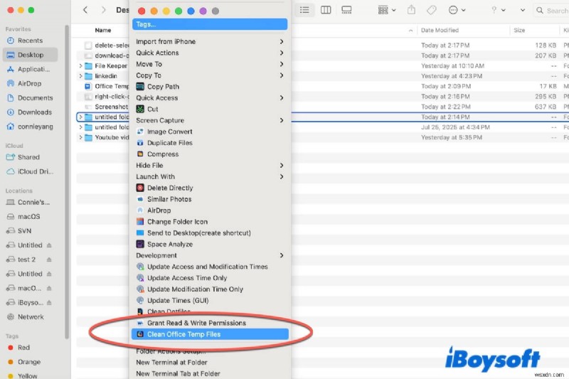 Xóa nhanh các tệp văn phòng tạm thời trên macOS bằng iBoysoft MagicMenu – Sạch &Không Lỗi