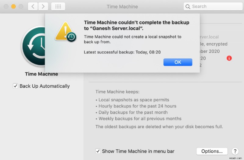 Cách giải quyết lỗi tạo ảnh chụp cục bộ Time Machine trên macOS 