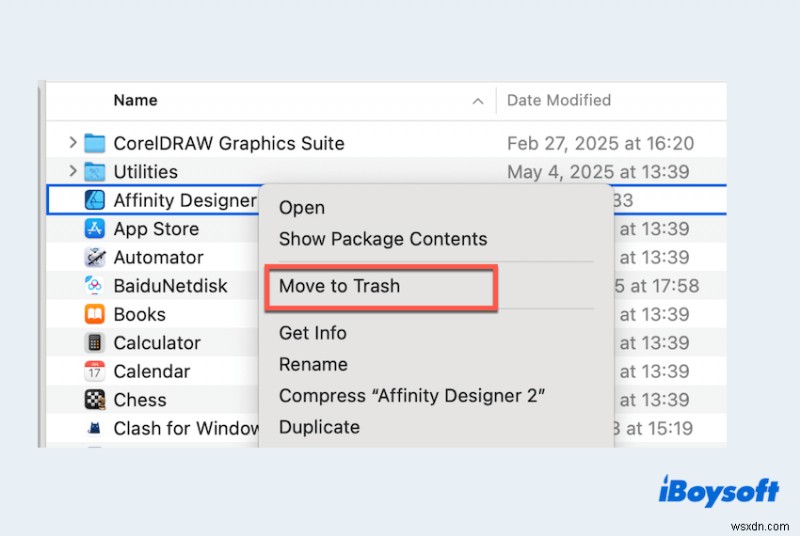 Hướng dẫn đầy đủ:Gỡ cài đặt Affinity Designer 2 một cách an toàn trên macOS 