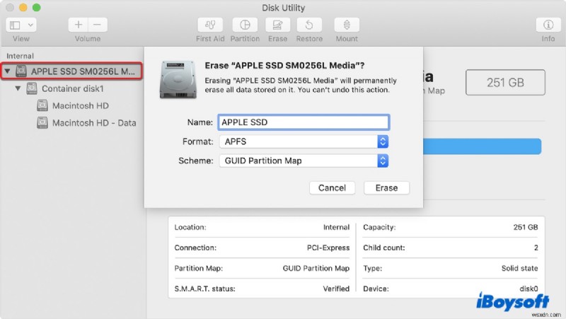 Cách giải quyết lỗi  Đã tìm thấy sự cố với bản đồ phân vùng  trong Disk Utility 