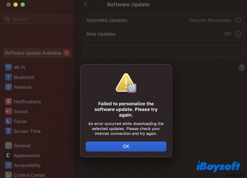Giải quyết lỗi “Failed to Personalize Software Update” khi cập nhật lên macOS Sequoia 