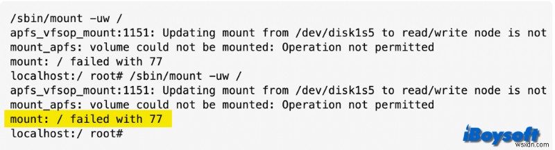 Giải quyết lỗi  Mount Failed with 77  trên máy Mac mà không mất dữ liệu 
