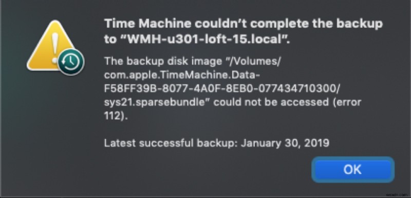 Lỗi truy cập ảnh đĩa sao lưu Time Machine (19/16/112):Hướng dẫn khắc phục nhanh 