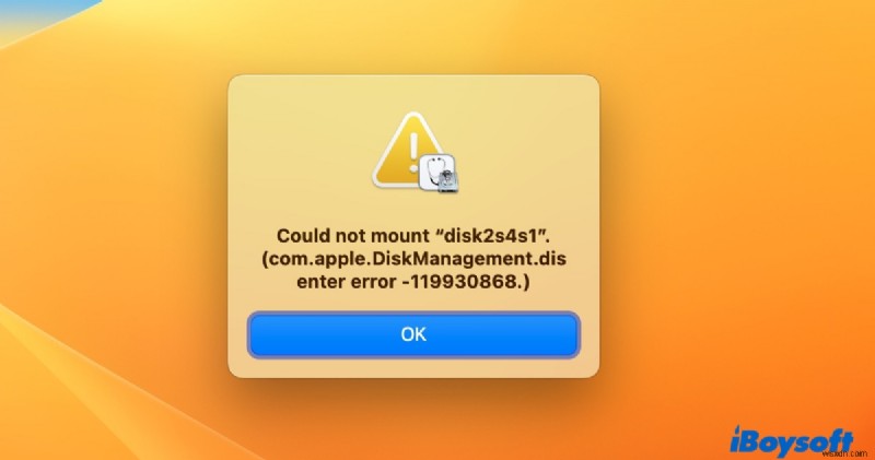 Giải quyết lỗi com.apple.DiskQuản lý.disenter (-119930868 / -119930872) trên macOS 