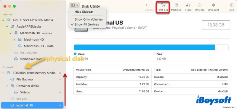 Giải quyết lỗi com.apple.DiskQuản lý.disenter (-119930868 / -119930872) trên macOS 