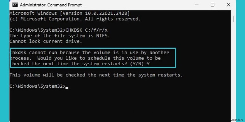Giải quyết lỗi Chkdsk khi ổ đĩa được sử dụng bởi một quy trình khác 