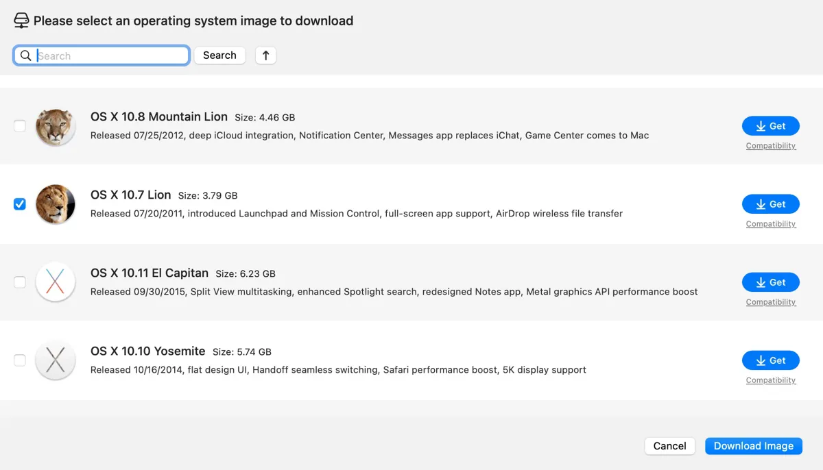 Tải xuống Mac OS X 10.7 Lion Installer – DMG, ISO, Full .pkg cho máy Mac cũ 
