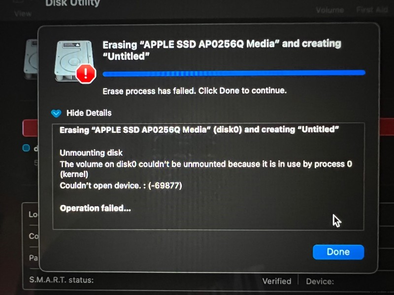 Cách giải quyết lỗi Erase Process Has Failed trên ổ đĩa Mac