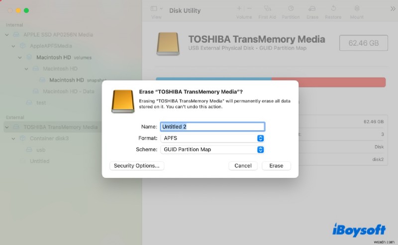 Cách giải quyết lỗi Erase Process Has Failed trên ổ đĩa Mac