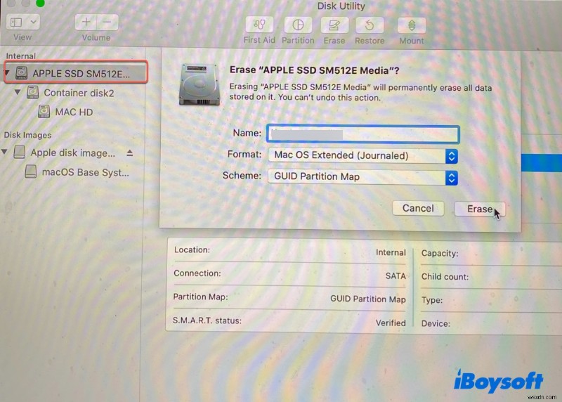 Cách giải quyết lỗi Erase Process Has Failed trên ổ đĩa Mac
