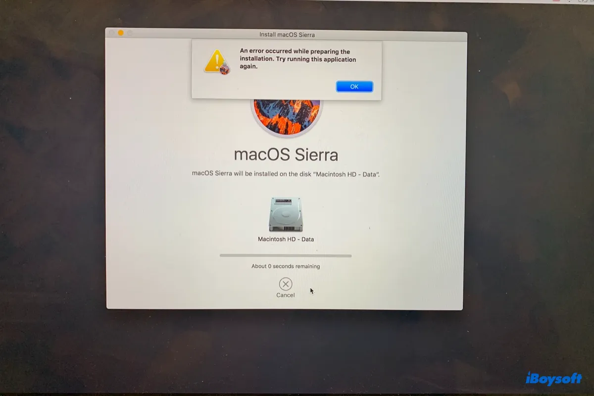Sửa lỗi cài đặt macOS:“Đã xảy ra lỗi khi chuẩn bị cài đặt” trên Mac