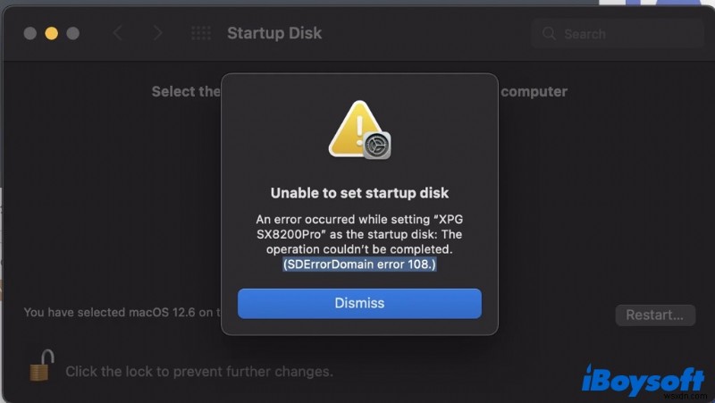 Khắc phục lỗi  Unable to Set Startup Disk  trong quá trình cài đặt macOS 